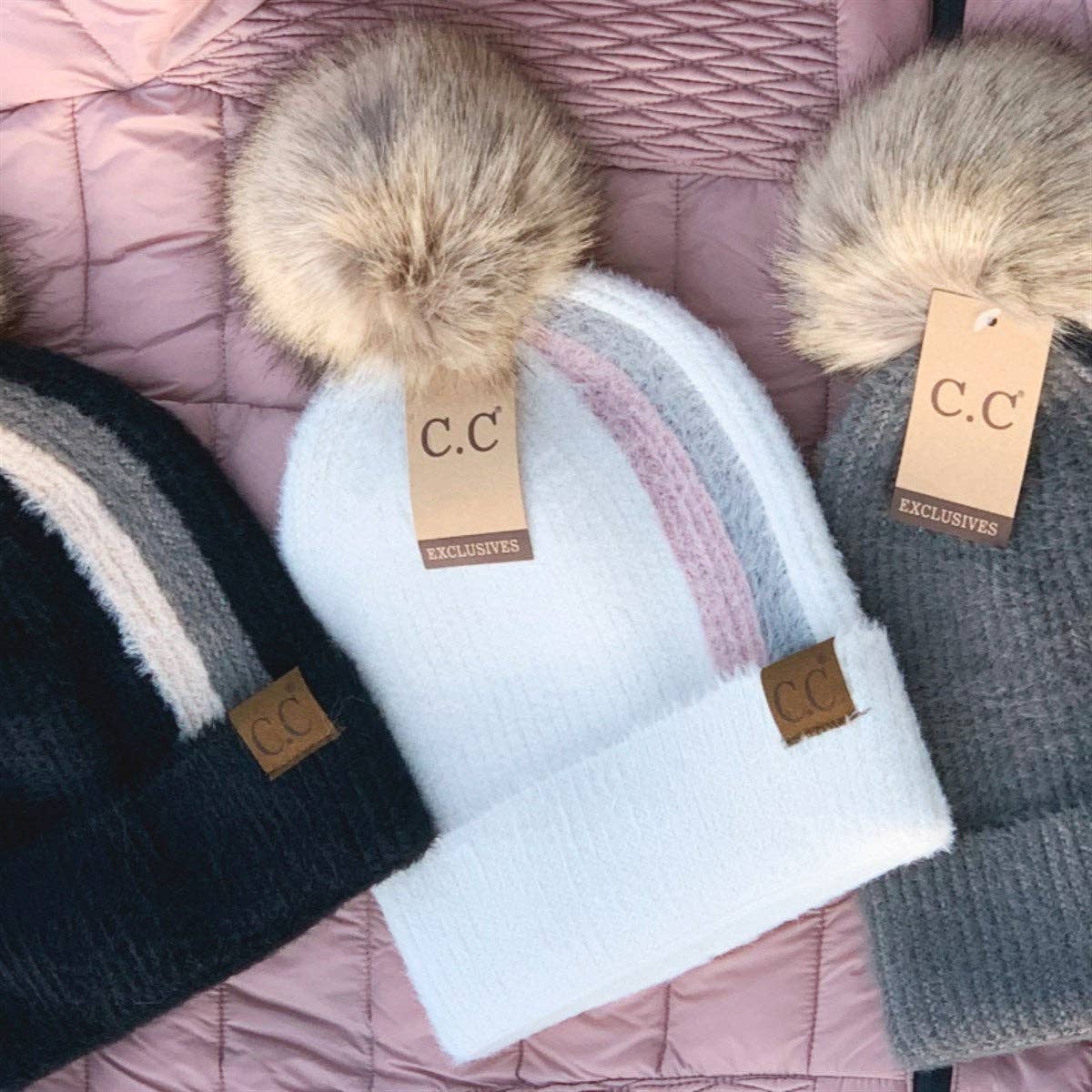 C.C Striped Beanie