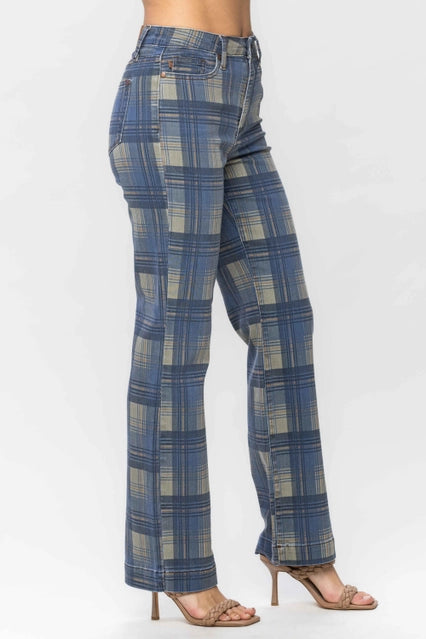Judy Blue Plaid Straight Jeans