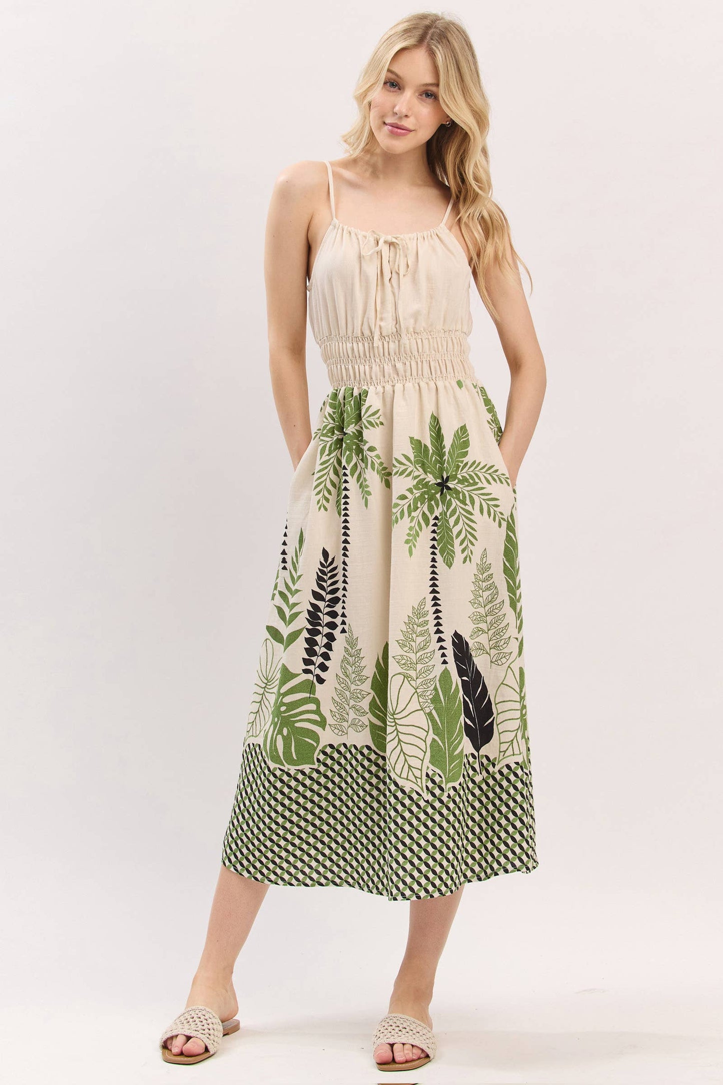 Palm Breeze Midi Dress