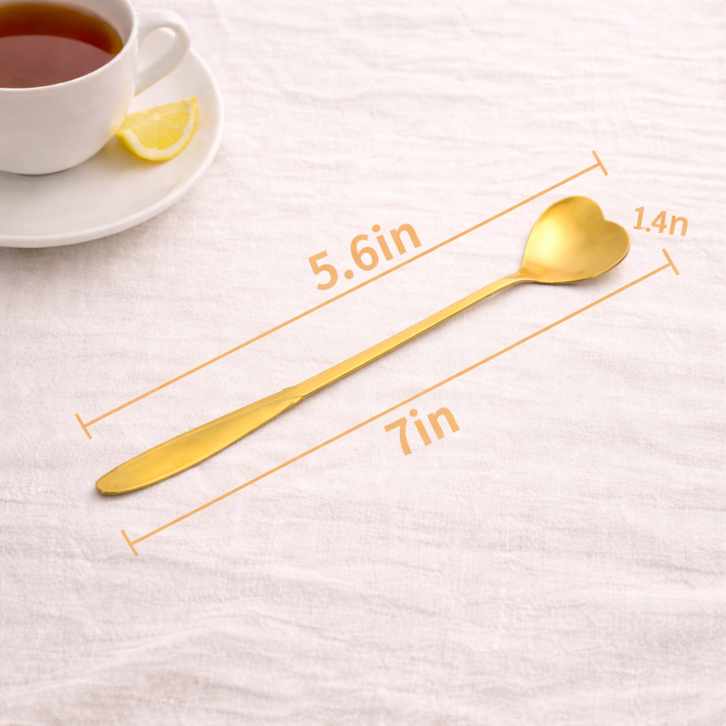 Jillian Gold Heart Teaspoons