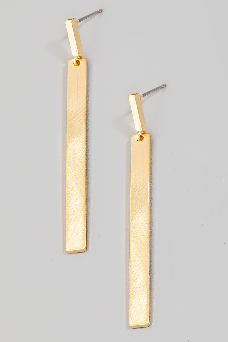 Brushed Metallic Bar Dangle Earrnigs