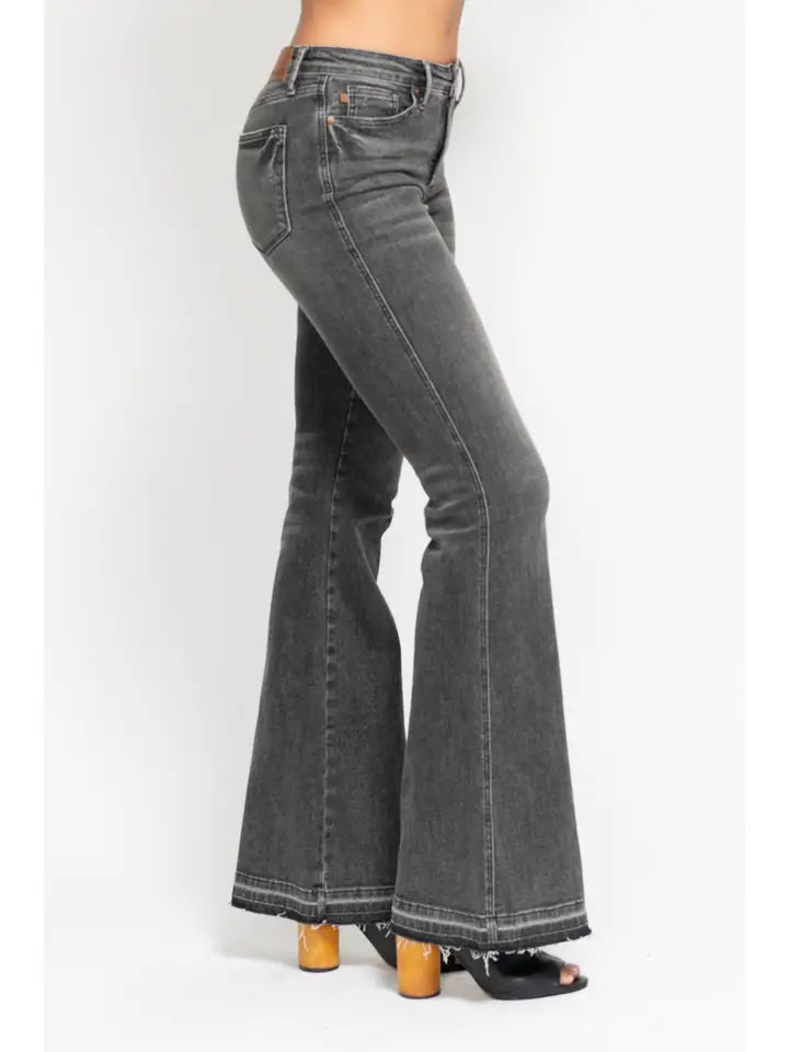 Judy Blue MR Tummy Control Gray Flare Jeans