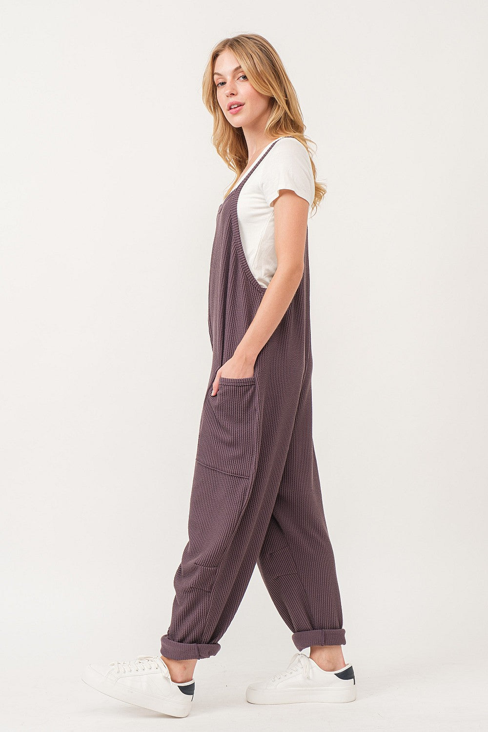 Ribbed Frenchy Jumpsuit-Stone