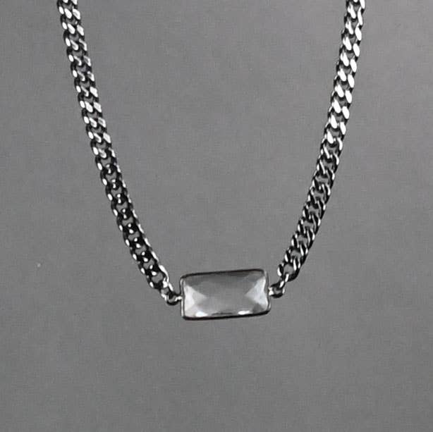 Sleek Stone Gunmetal Necklace