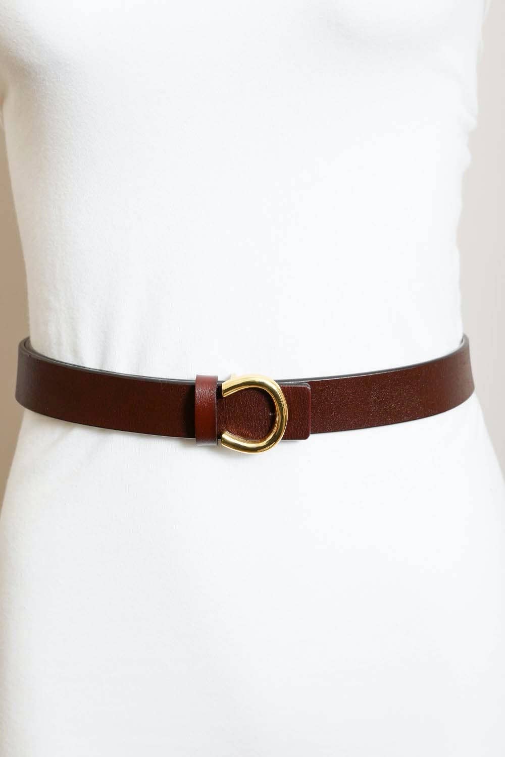 Gold Horseshoe Belt - Brown