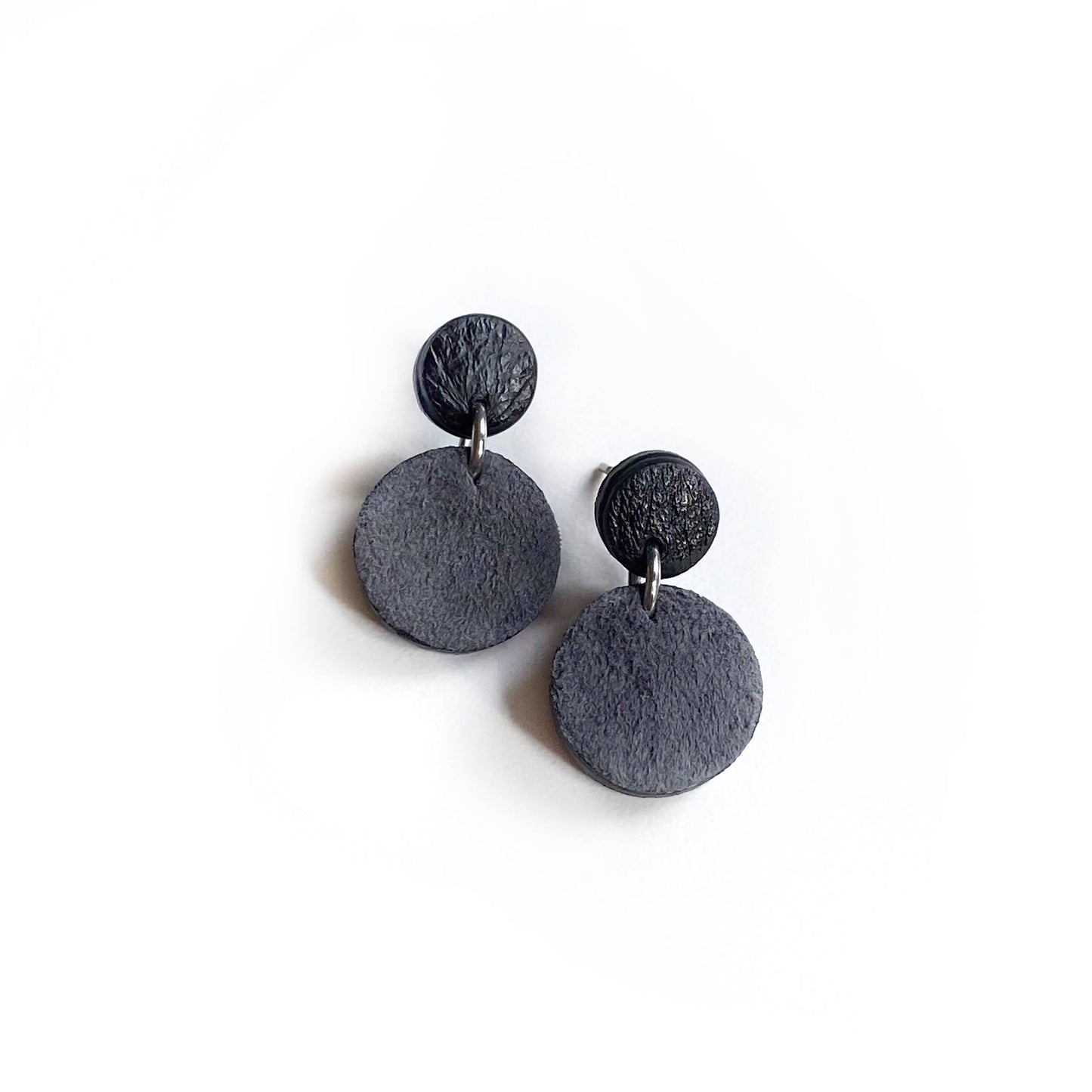 Leather Earrings - Grey