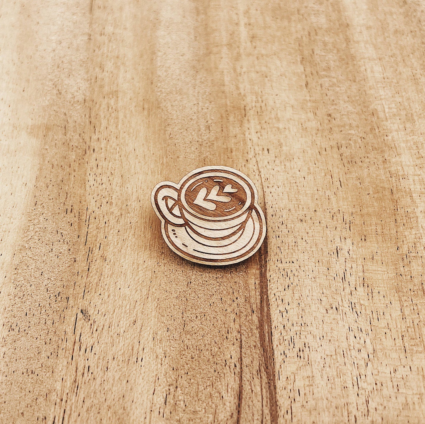 Cappuccino Love Wooden Pin