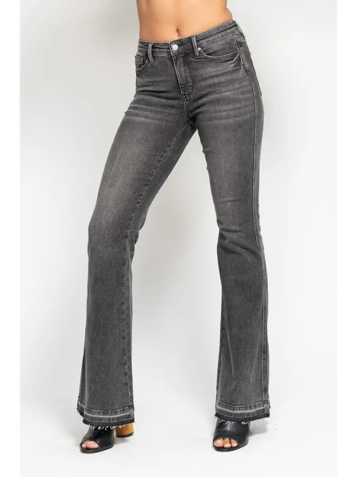 Judy Blue MR Tummy Control Gray Flare Jeans