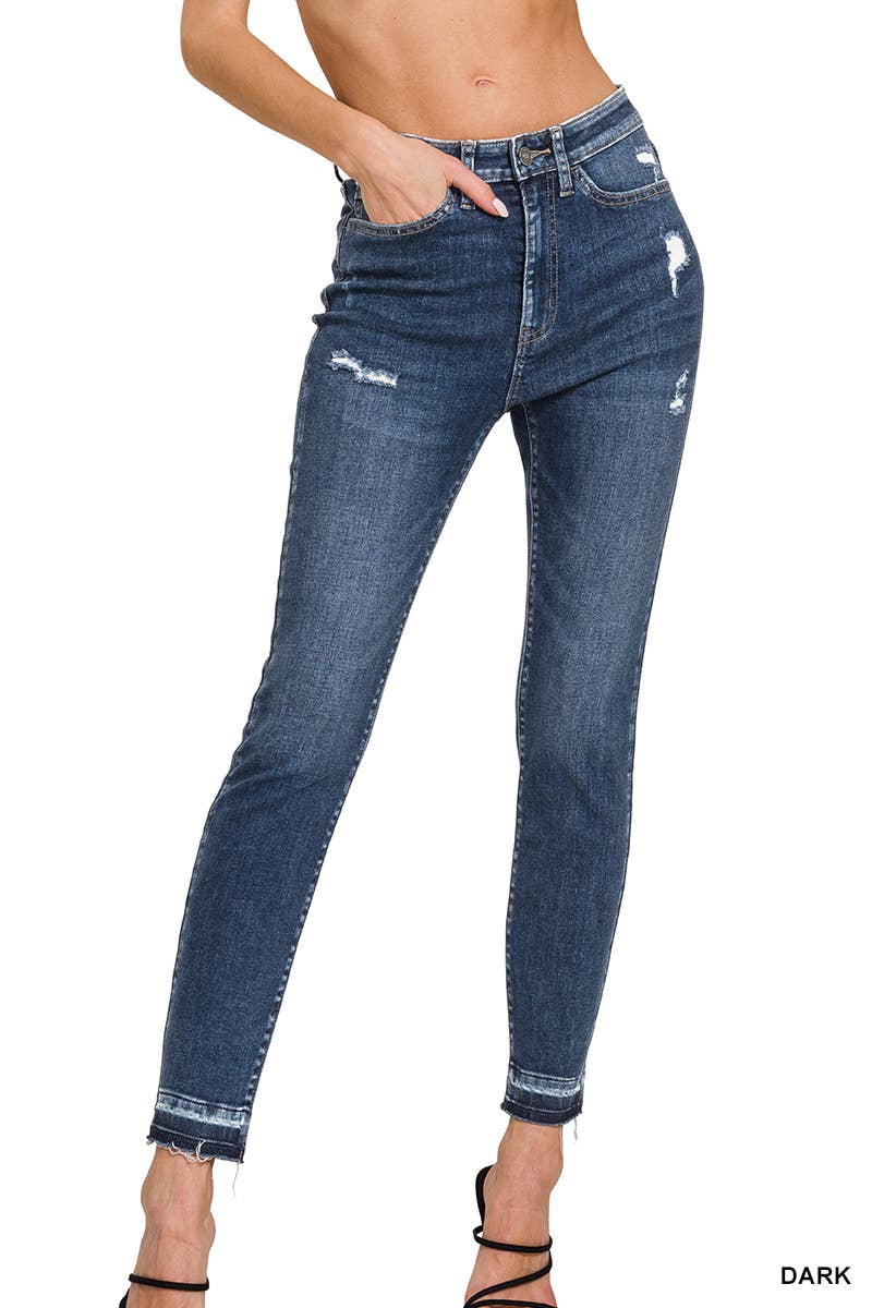 Chloe  High Rise Distressed Hem Skinny Denim