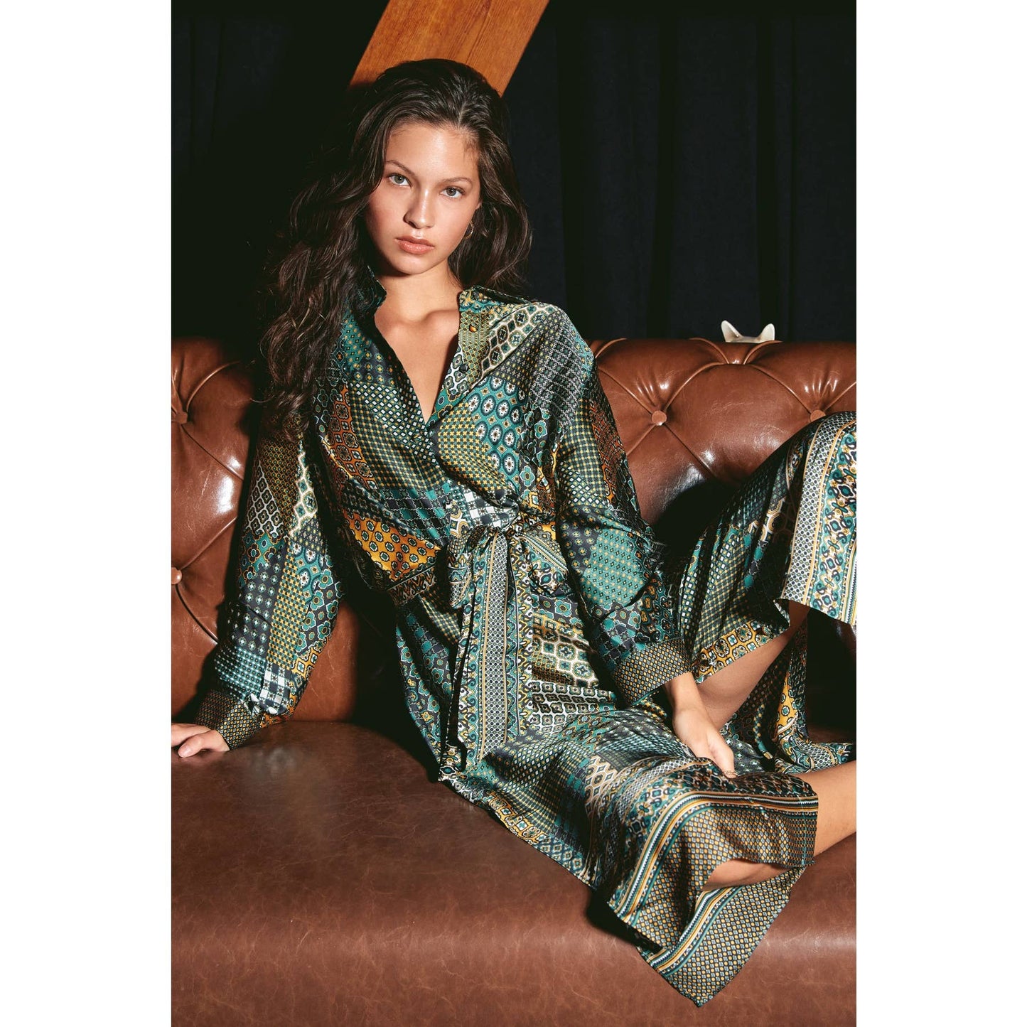 Off The Grid Satin Shirt Dress