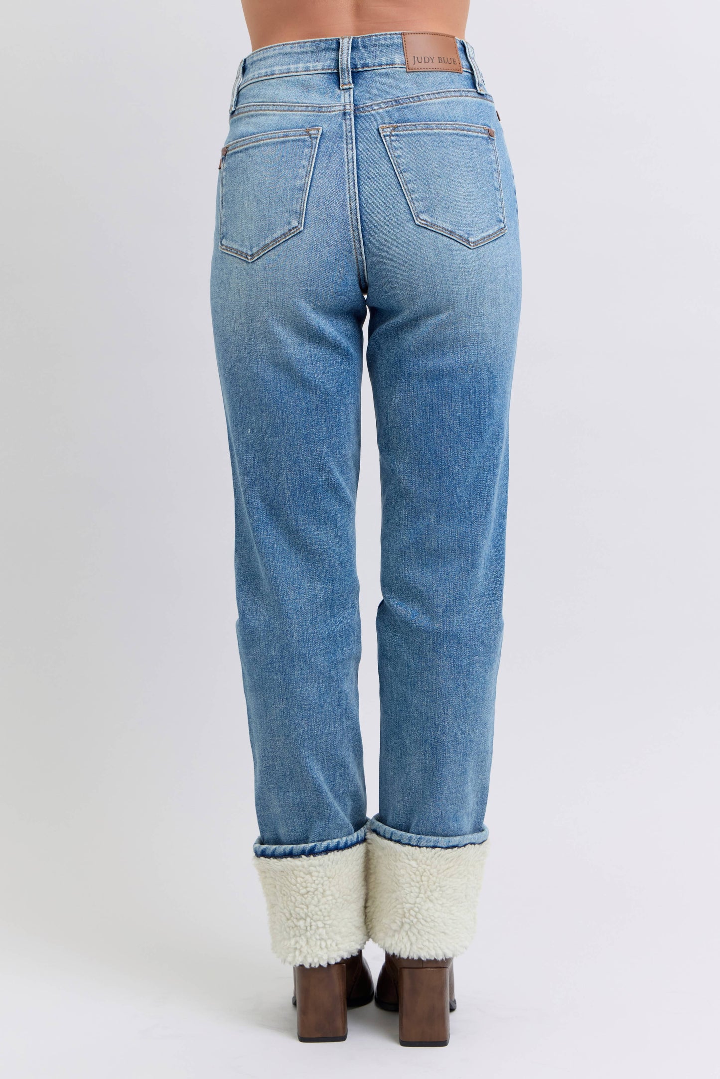 Judy Blue MR Sherpa Cuff Straight Leg Jeans