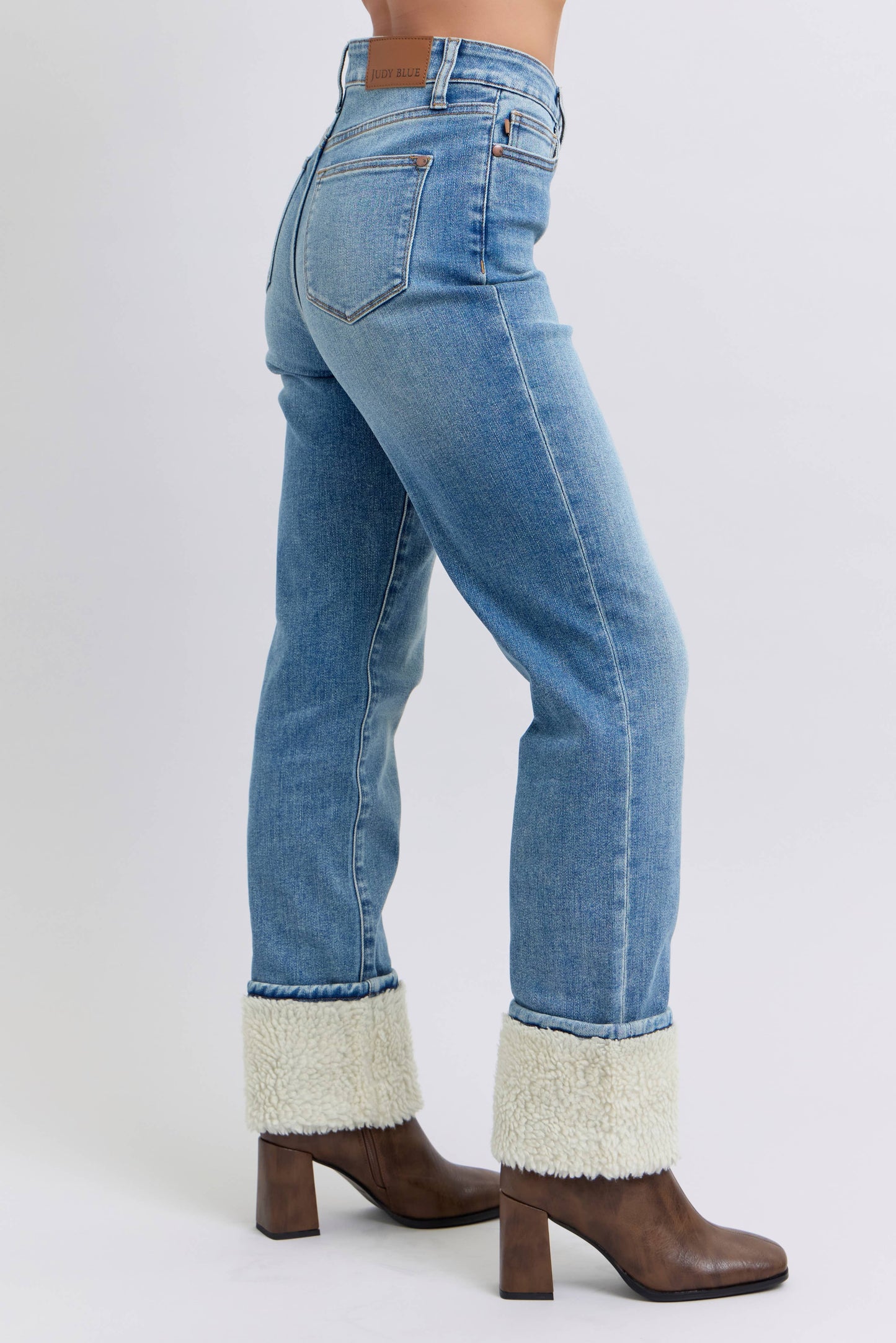 Judy Blue MR Sherpa Cuff Straight Leg Jeans