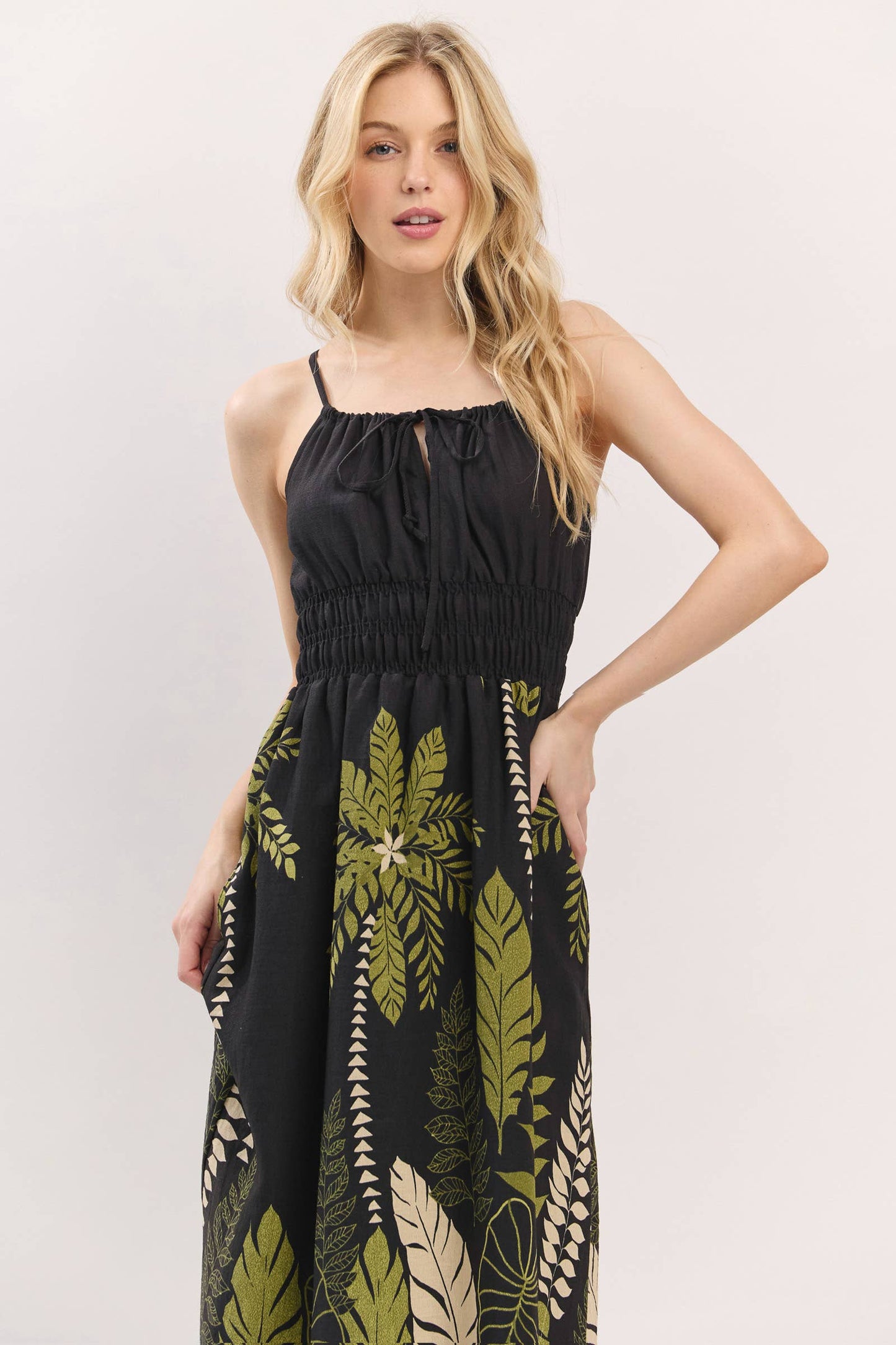 Palm Breeze Midi Dress