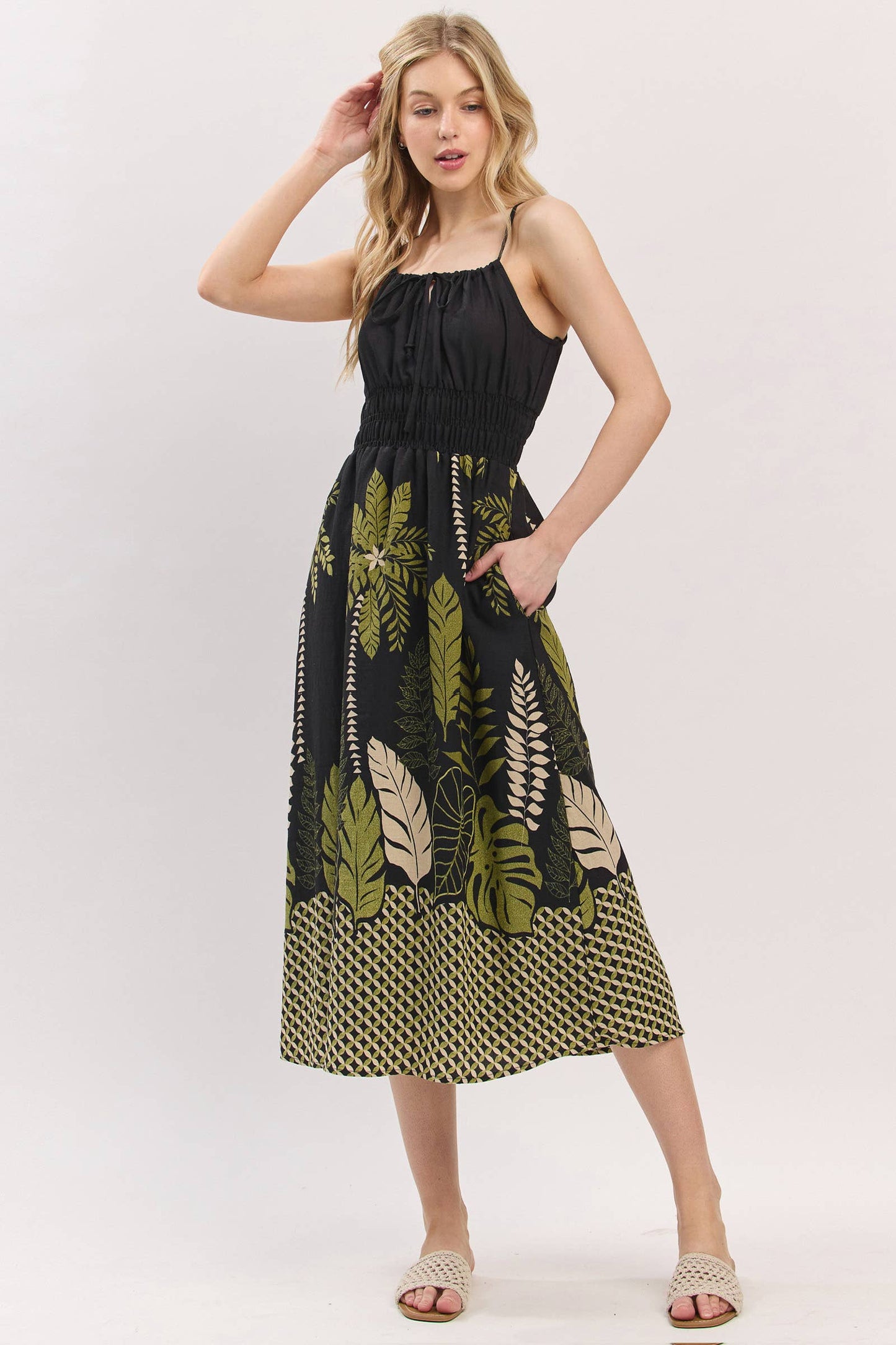 Palm Breeze Midi Dress