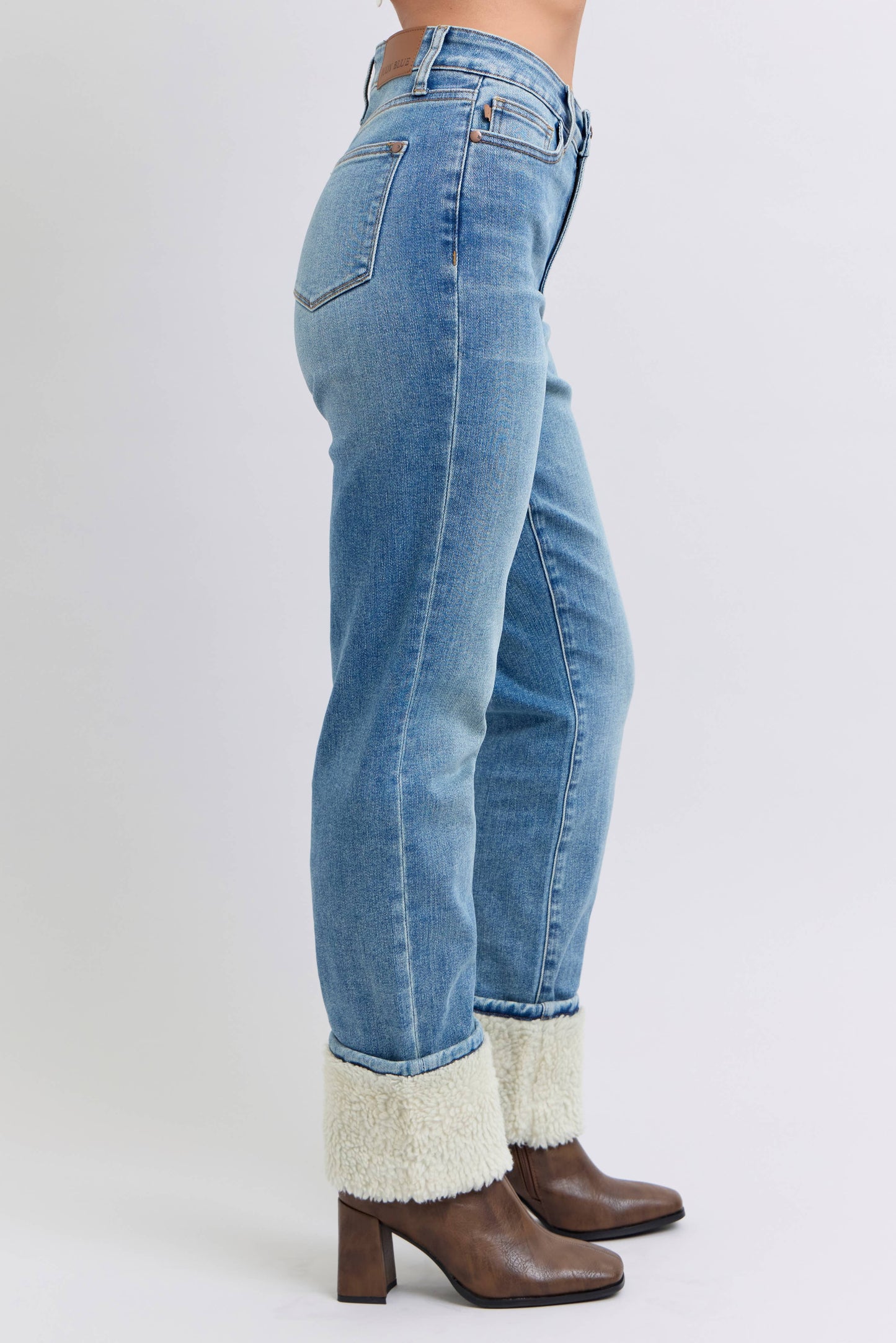 Judy Blue MR Sherpa Cuff Straight Leg Jeans