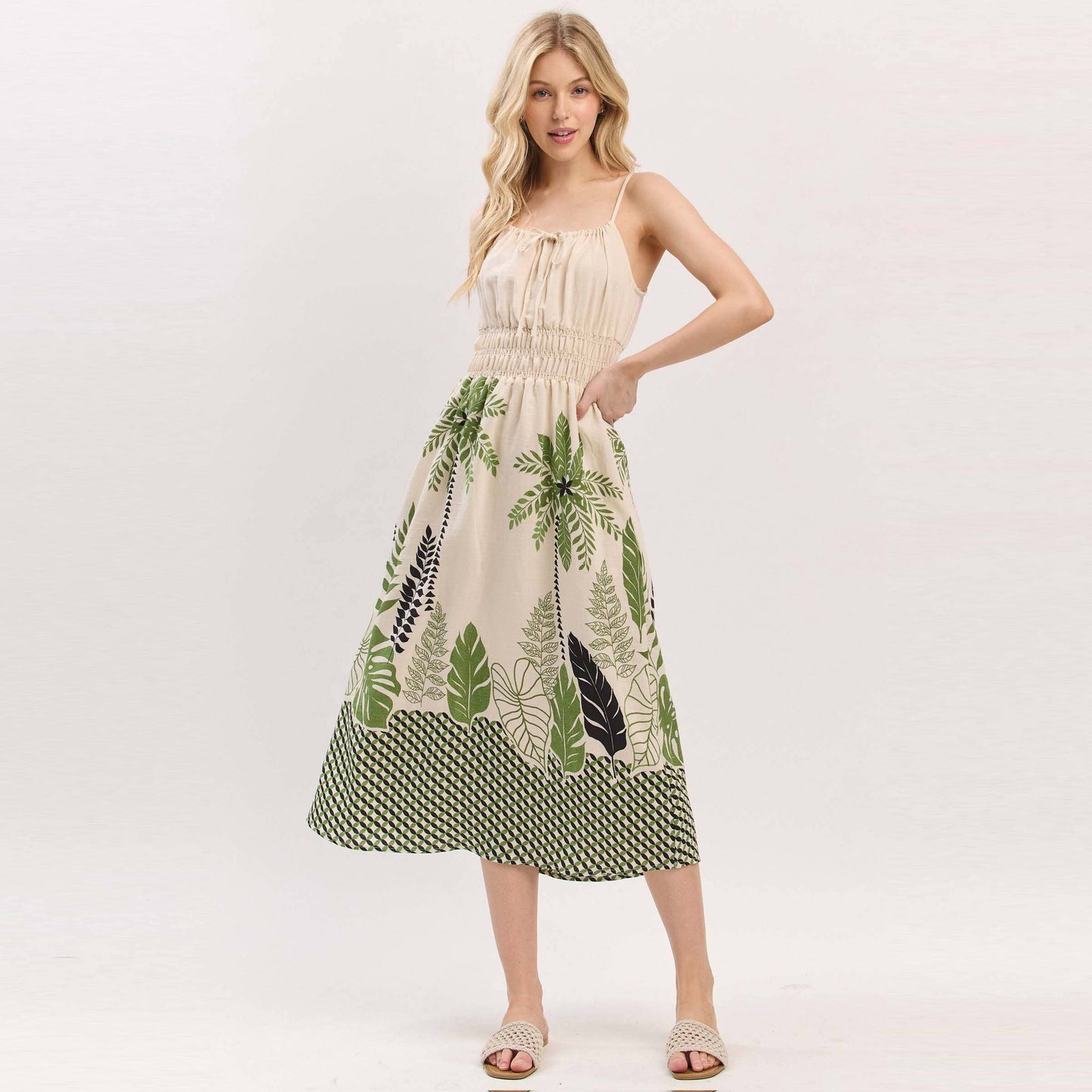 Palm Breeze Midi Dress