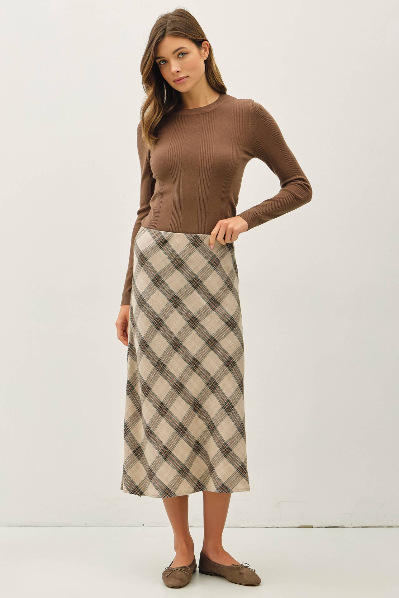 Ruth Plaid Midi Skirt