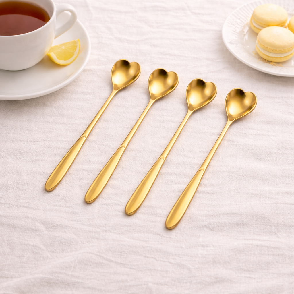 Jillian Gold Heart Teaspoons