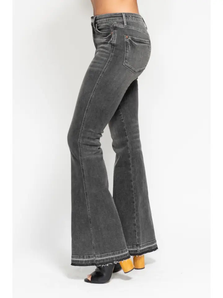 Judy Blue MR Tummy Control Gray Flare Jeans