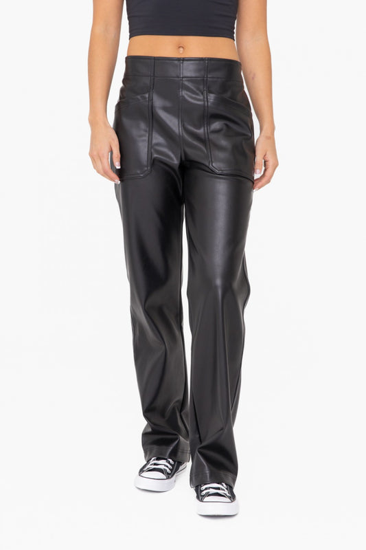 Vanessa Vegan Leather Pants-Black