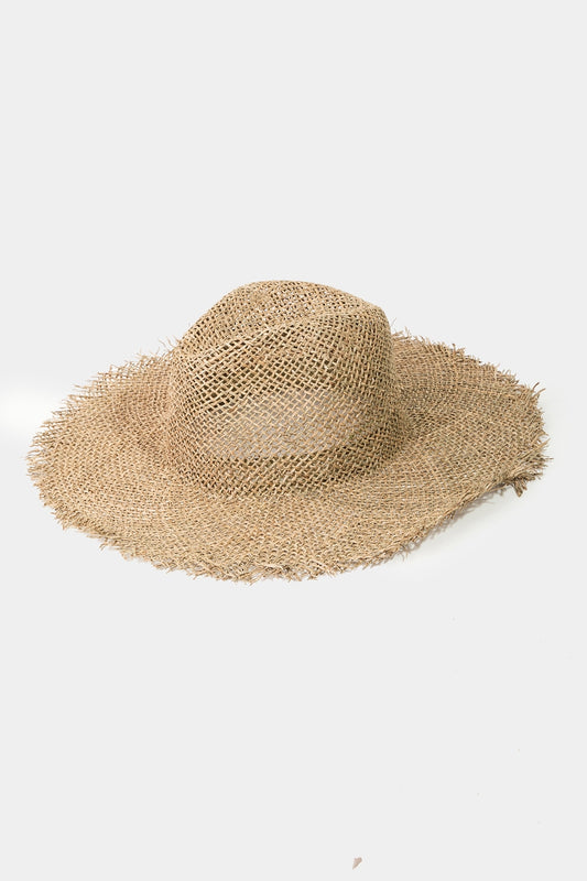 Fringe Edge  Straw Braided Hat