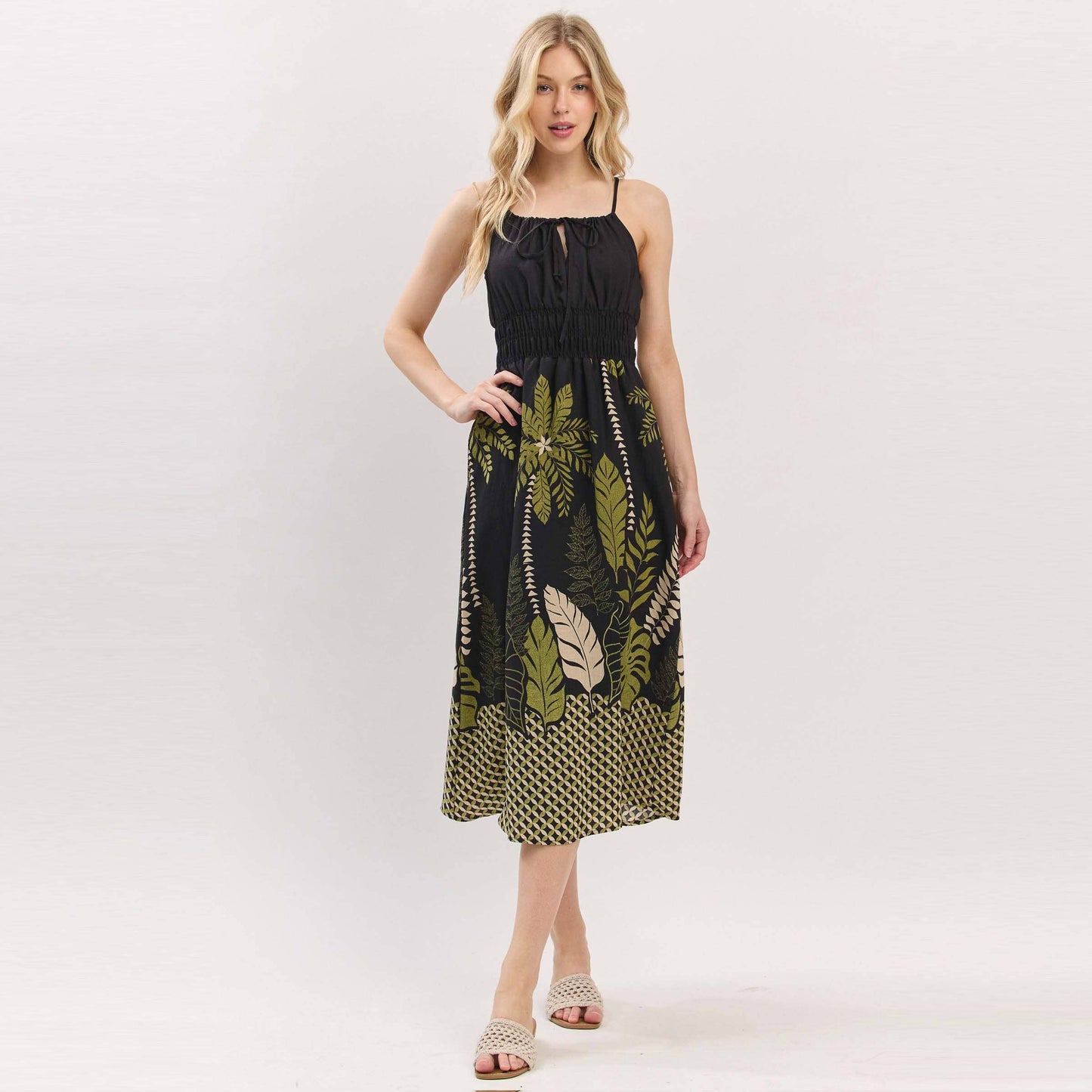 Palm Breeze Midi Dress