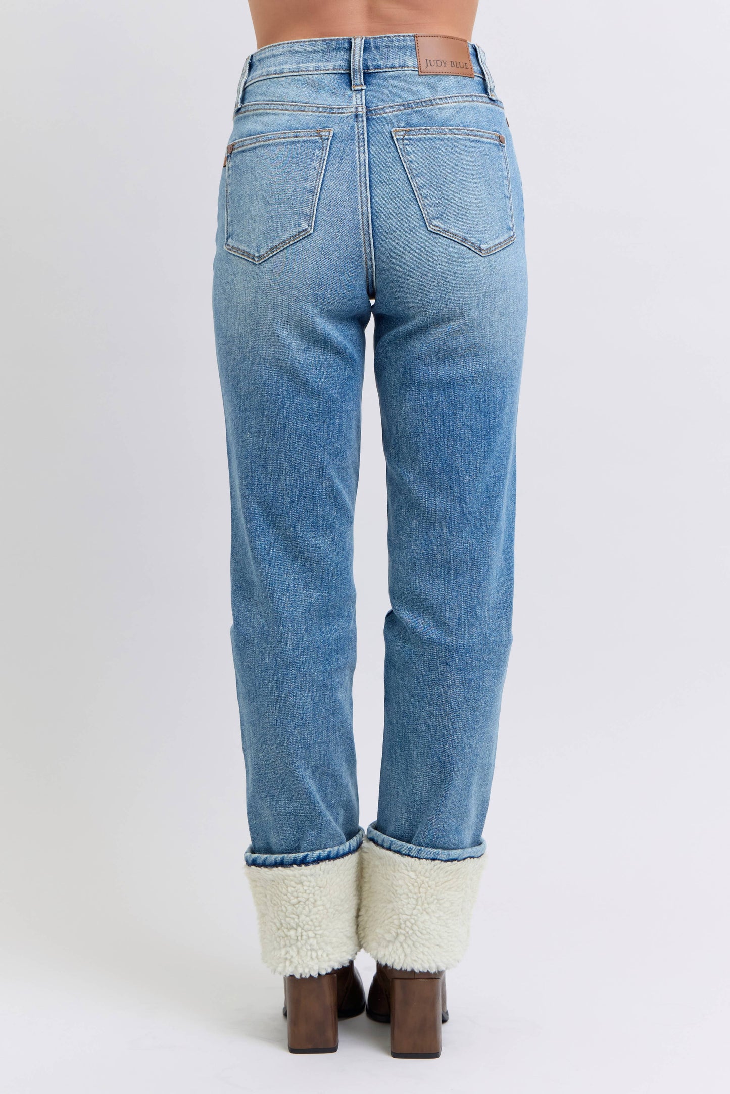 Judy Blue MR Sherpa Cuff Straight Leg Jeans