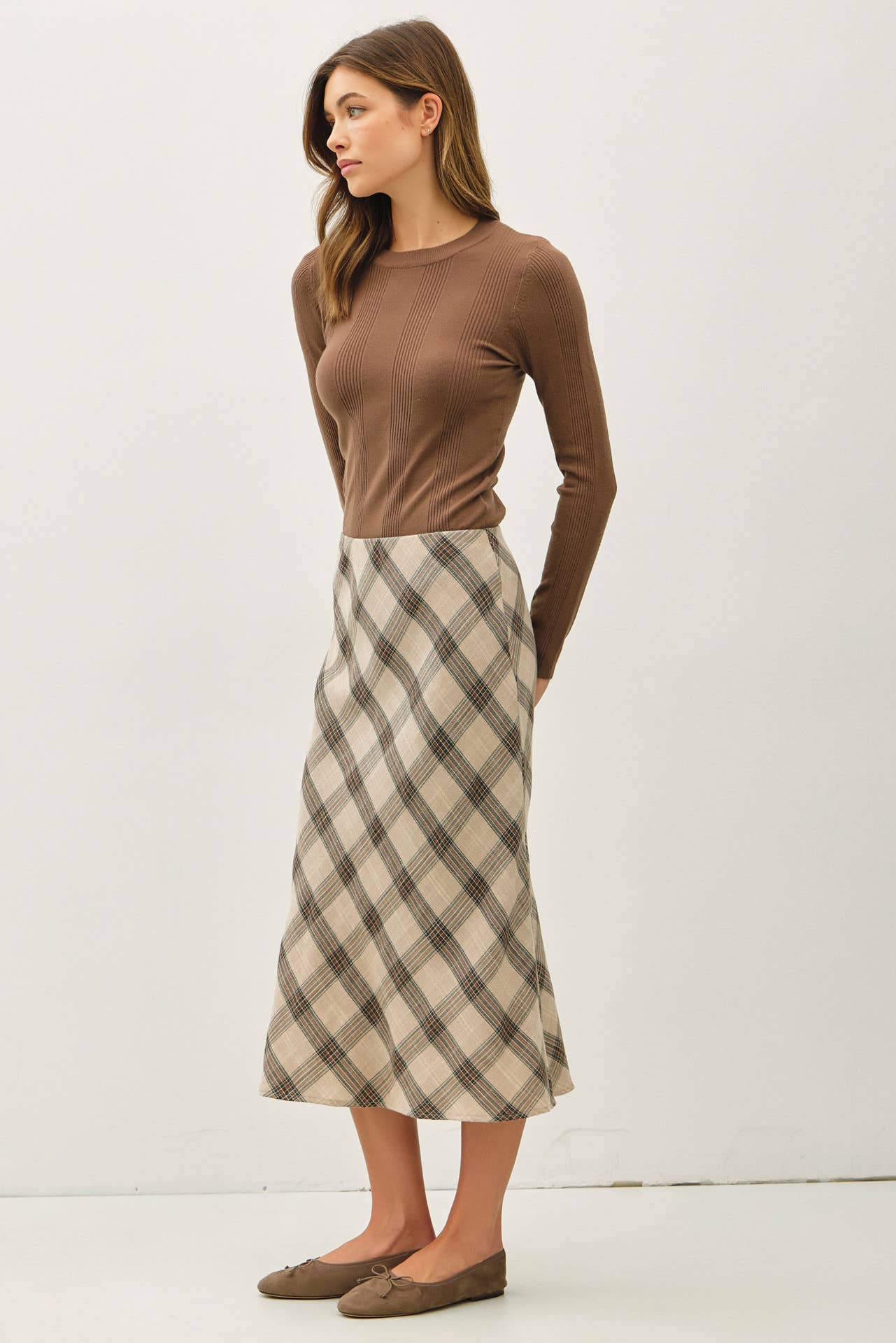 Ruth Plaid Midi Skirt