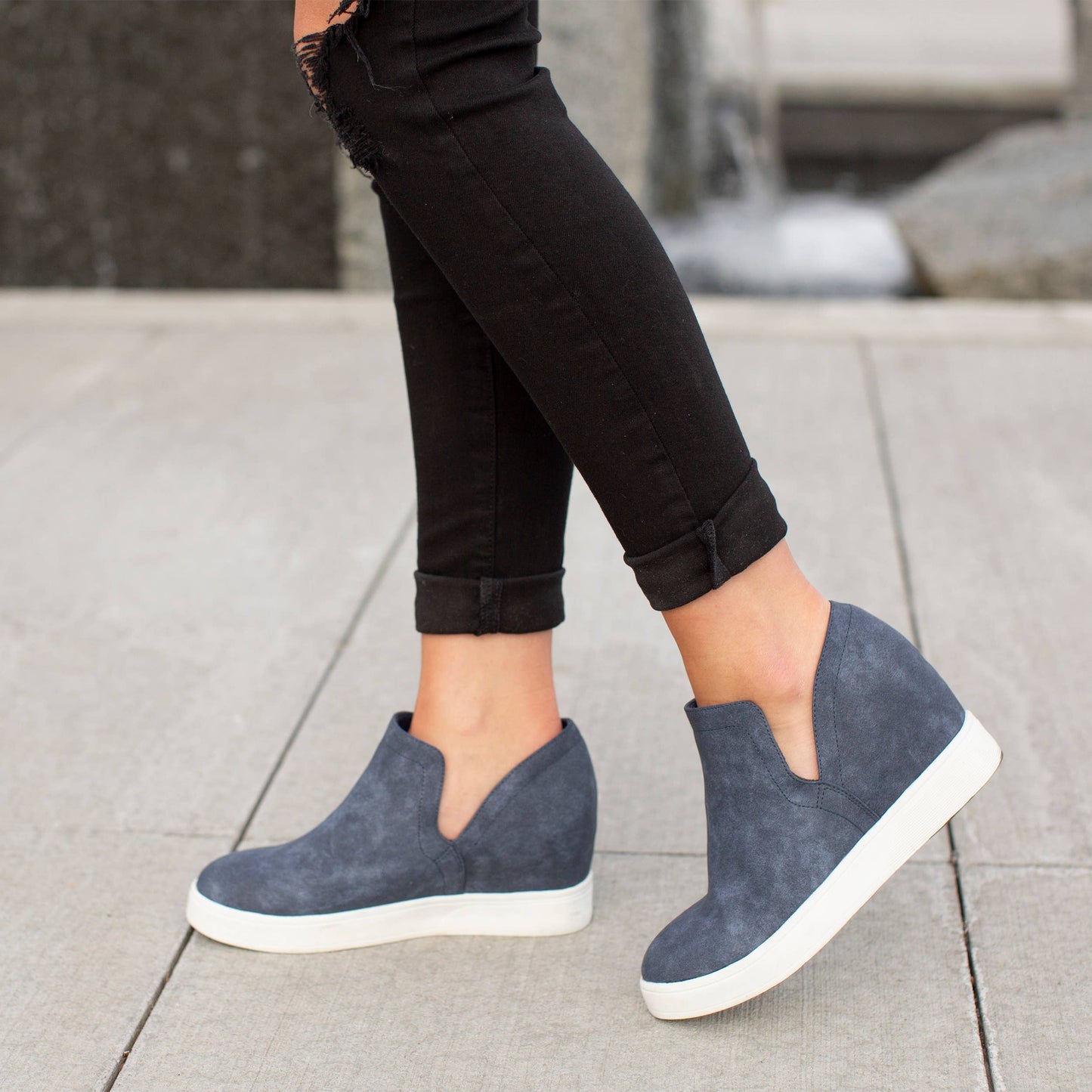 Cardi Wedge Sneakers In Faux Leather