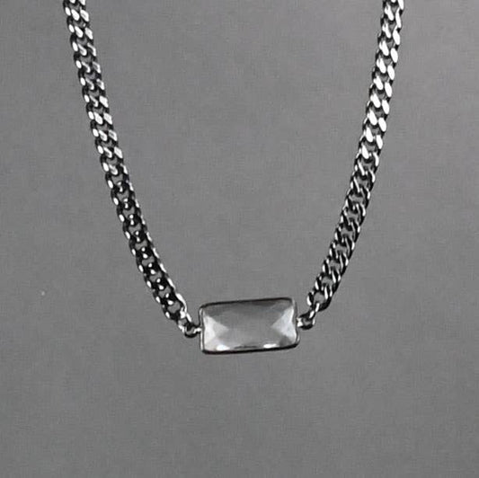 Sleek Stone Gunmetal Necklace