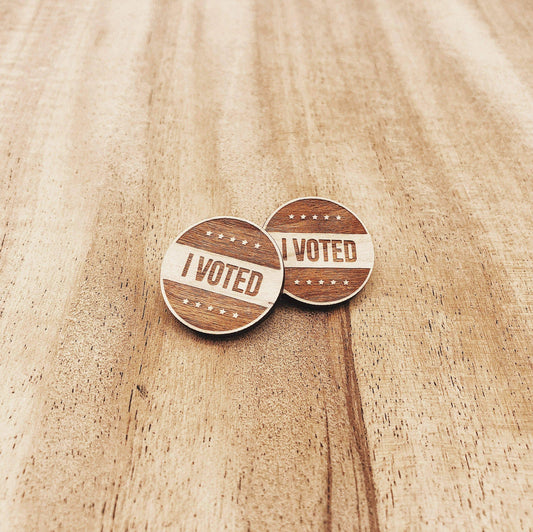 I Voted Wooden Pin
