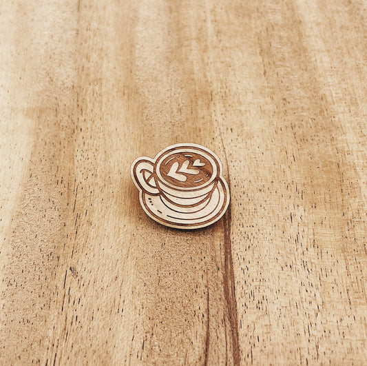 Cappuccino Love Wooden Pin