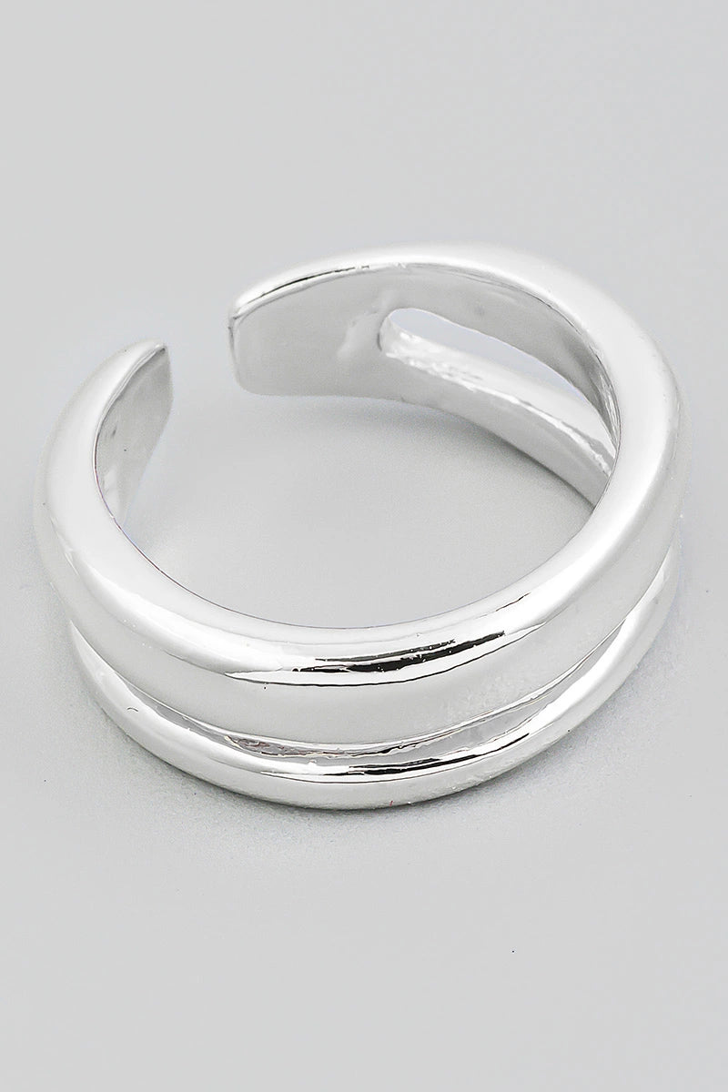 Metallic Double Band Ring-Silver